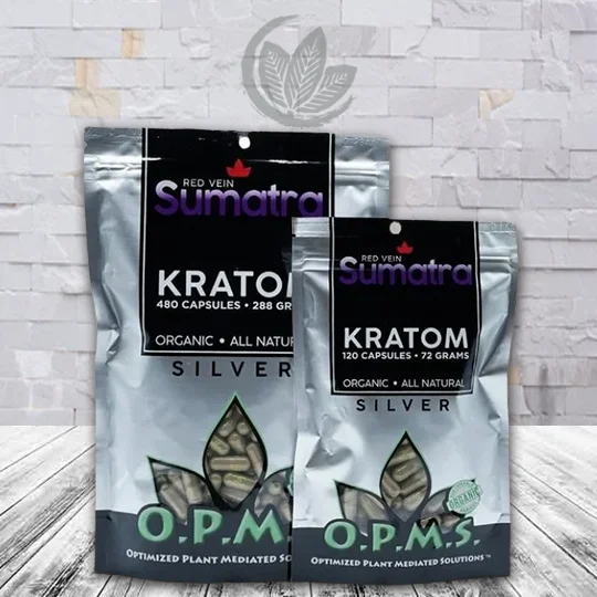 OPMS Silver Kratom Capsules Red Vein Sumatra