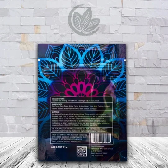 Kratom Kube High-Potency Kratom Extract Gummies Mixed Berry Suggested Use + Warning Labels