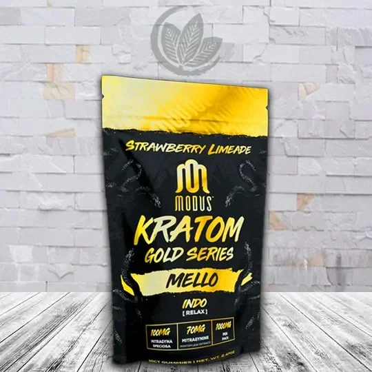 Modus Gold Series Kratom Extract Gummies 1000mg Mello-Indo Strawberry Limeade Flavor