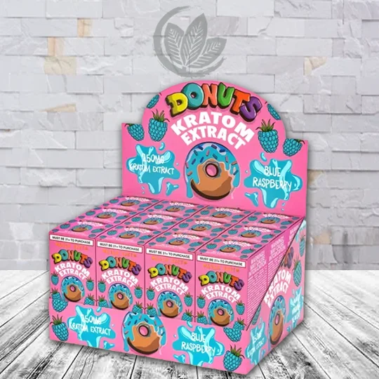 Donuts Liquid Kratom Extract Gold Shot 30ml Blue Raspberry Full Case (12ct)