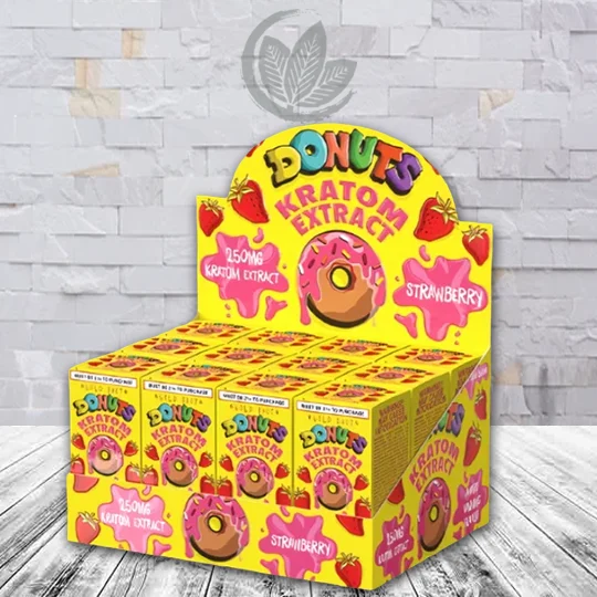 Donuts Liquid Kratom Extract Gold Shot 30ml Strawberry Full Case (12ct)