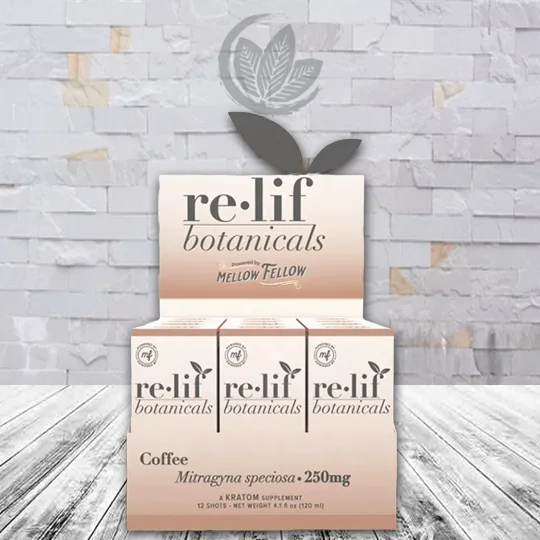 Re-Lif Botanicals Liquid Kratom Extract Shot 250mg Coffee Full Case (12ct)