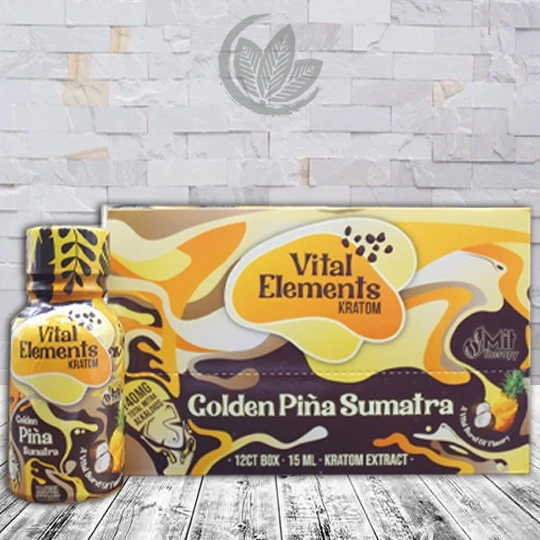 Vital Elements Golden Pina Sumatra Kratom Extract Shot 15ml Full Case (12ct)