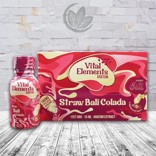 Vital Elements Straw Bali Colada Kratom Extract Shot 15ml Full Case (12ct)