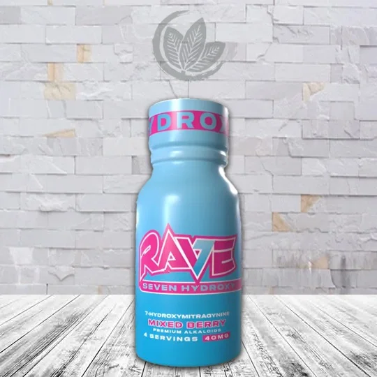 Rave Kratom Seven Hydroxy Liquid Extract Shot 40mg Mixed Berry
