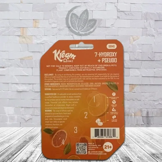 Kream 7OH Hydroxy + Pseudo Extract Tablets 4ct Citrus Supplement Facts