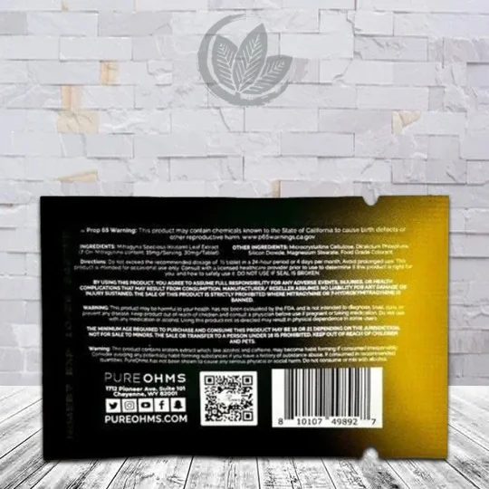 Pure Ohms Black 7-Hydroxymitragynine Extract Tablets 30mg Supplement Facts