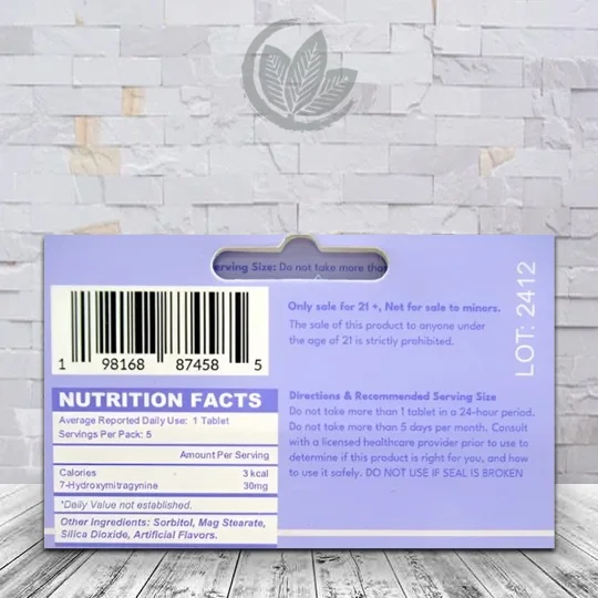 7 Star 7-Hydroxymitragynine Extract Tablets 5ct Supplement Facts