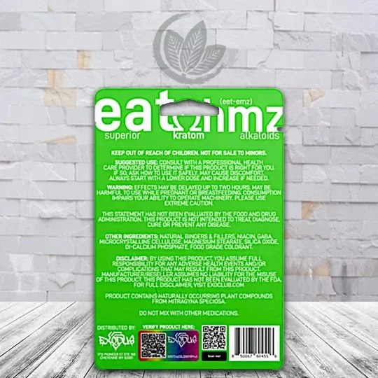 Eat Ohmz Pseudoindoxyl + 7-Hydroxymitragynine Extract Tablets 20mg 2ct Blister Pack Supplement Facts