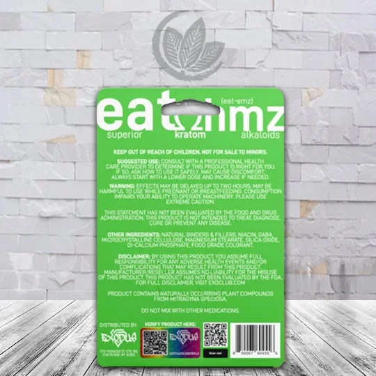 Eat Ohmz Pseudoindoxyl + 7-Hydroxymitragynine Extract Tablets 20mg 6ct Blister Pack Supplement Facts