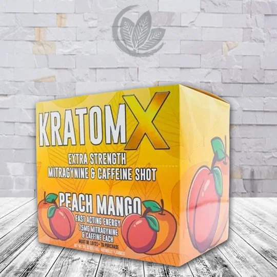 KratomX Kratom + Caffeine Liquid Extract Shot 2oz Peach Mango Full Case (12ct)