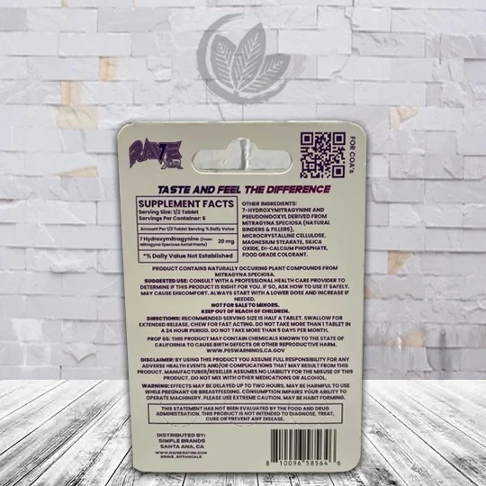 Rave XR 7-Hydroxy + Pseudo Super Strength Tablets 3ct Supplement Facts