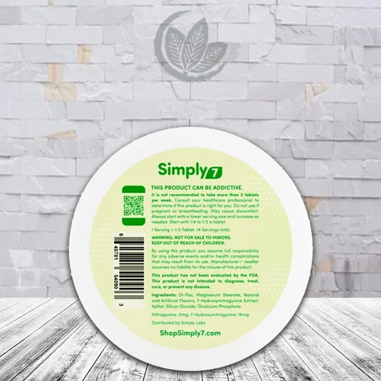 Simply7 7-OH Extract Tablets 7ct Lemon Mint 18mg Supplement Facts