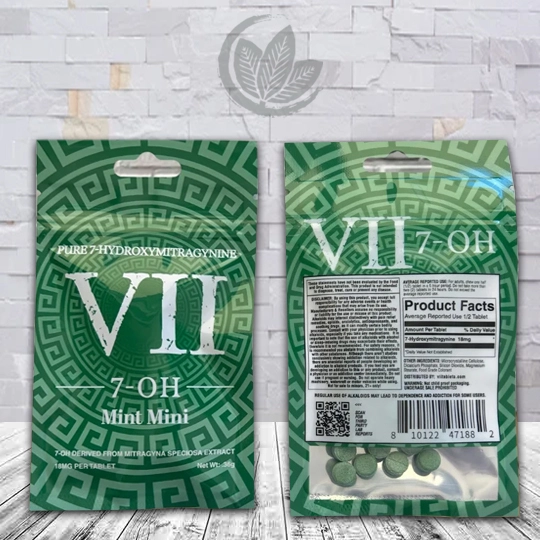 VII 7-OH Pure 7-Hydroxymitragynine Mint Mini Extract Tablets 4ct flavor Green Mint Mini