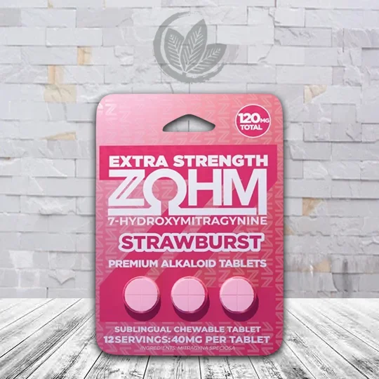 Zohm 7-Hydroxymitragynine Extra Strength Alkaloid Tablets 40mg - Strawburst 3ct Single Pack