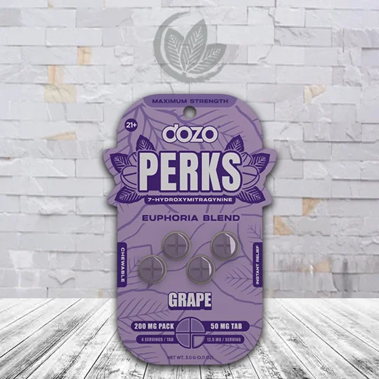 Dozo PERKS Extra Strength 7-OH Extract Tablets 4ct Grape (Euphoria Blend)