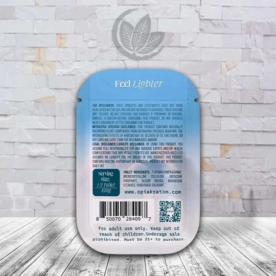 OPiA 7-Hydroxymitragynine High Potency Chewable Tablet 1ct Blue Raspberry Supplement Facts
