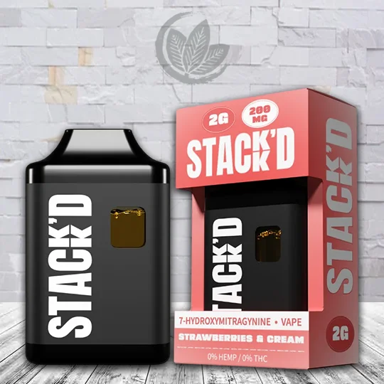 STACK’D Pure 7-Hydroxymitragynine Disposable Vape 2g Strawberries And Cream