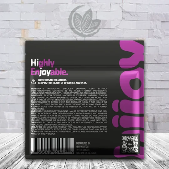 Hijoy 7-Hydroxy With Pseudo Chewable Tablets 4ct Purple Reign Supplement Facts