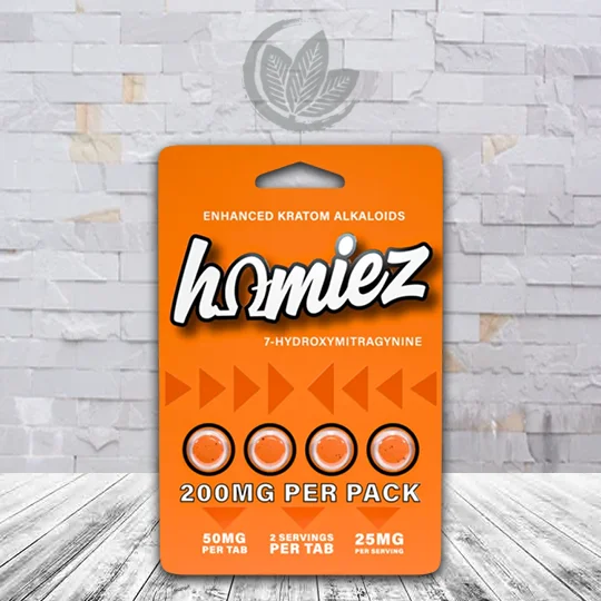 Homiez 7-Hydroxy Extract Tablets 200mg - Original 4ct Single Blister Pack