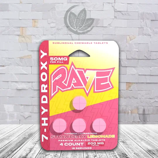 Rave 7-Hydroxy Tablets 200mg Blister Pack - Strawberry Lemonade