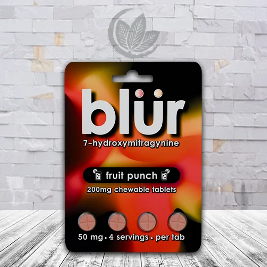 Blur 7-Hydroxymitragynine 200mg Tablets Blister Pack - Fruit Punch -- 4ct Single Blister Pack