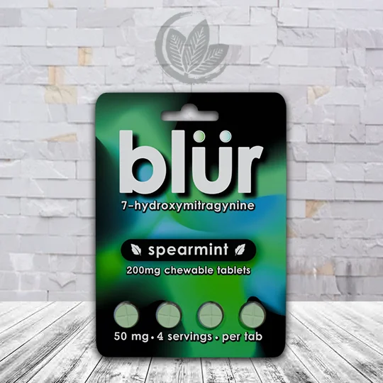 Blur 7-Hydroxymitragynine 200mg Tablets Blister Pack - Spearmint -- 4ct Single Blister Pack