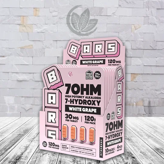Bars 7-Hydroxy Tablets 120mg by Tre house - Bars White Grape BULK CASE DEAL 10x4ct= 40 TABLETS NO DISCOUNTS ALLOWED