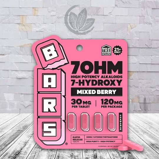 Bars 7-Hydroxy Tablets 120mg by Tre house - Mixed Berry 4ct Blister Pack