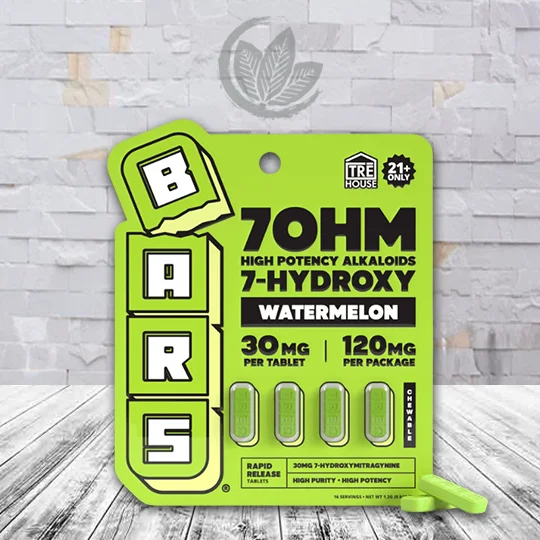 Bars 7-Hydroxy Tablets 120mg by Tre house - Watermelon 4ct Blister Pack