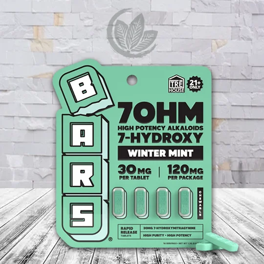 Bars 7-Hydroxy Tablets 120mg by Tre house - Winter Mint 4ct Blister Pack