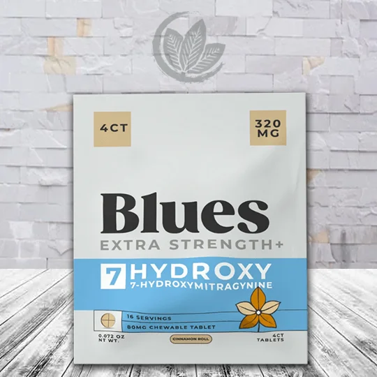 Blues Extra Strength 7-Hydroxy Extract Tablets 80mg - Cinnamon Roll 4ct Pack