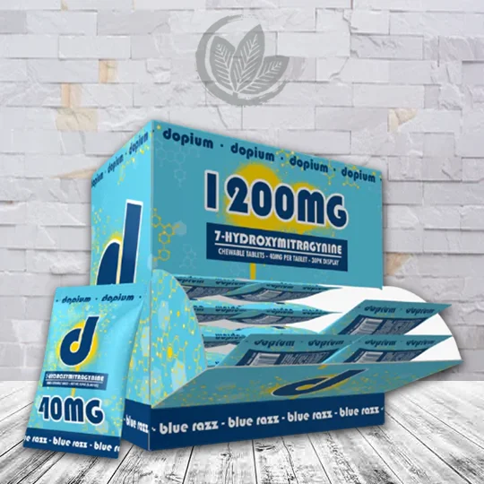 Dopium 7-Hydroxymitragynine Chewable Extract Tablets Full Case 30ct Blue Razz