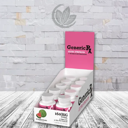 Generic RX 7-Hydroxymitragynine Extra Strength 160mg BULK CASE - Watermelon -- 10 Bottles =40 Tablets