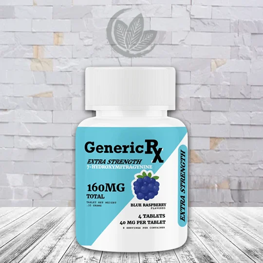 Generic RX 7-Hydroxymitragynine Extra Strength 160mg - Blue Raspberry -- Single Bottle -- 4ct