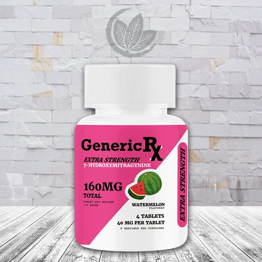 Generic RX 7-Hydroxymitragynine Extra Strength 160mg - Watermelon -- Single Bottle -- 4ct
