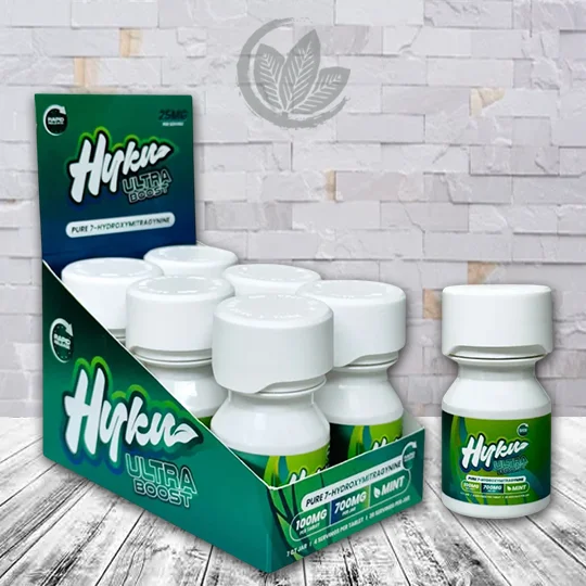 Hyku Ultra Boost 7-Hydroxymitragynine Tablets 100mg - Mint BULK CASE DEAL 6 x 7ct = 42 Tablets