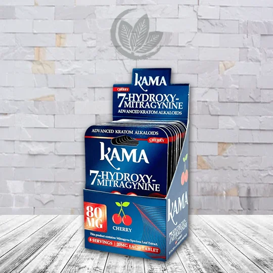Kama 7-Hydroxy Mitragynine Chewable Tablets 80mg - Cherry 4ct Single Blister Pack --Bulk Case Deal 10 x 4ct = 40 Tablets