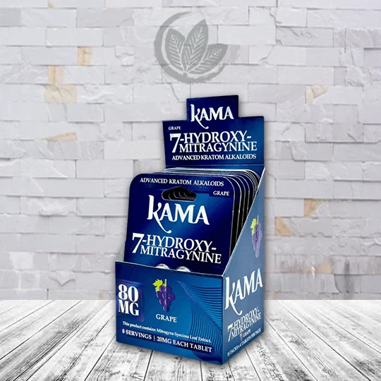 Kama 7-Hydroxy Mitragynine Chewable Tablets 80mg - Grape 4ct Single Blister Pack --Bulk Case Deal 10 x 4ct = 40 Tablets