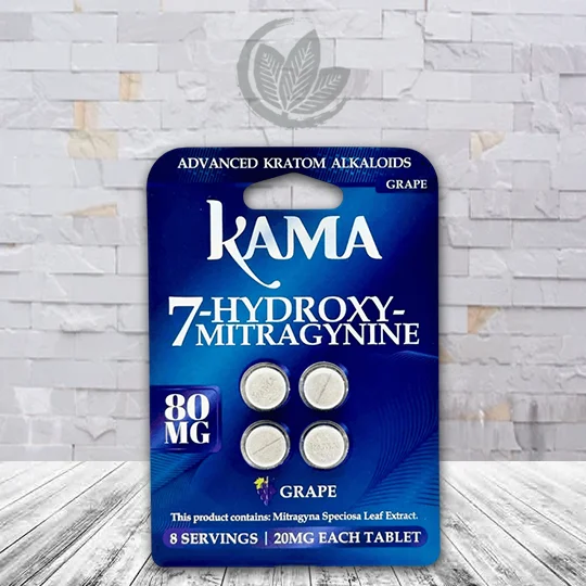 Kama 7-Hydroxy Mitragynine Chewable Tablets 80mg - Grape 4ct Single Blister Pack