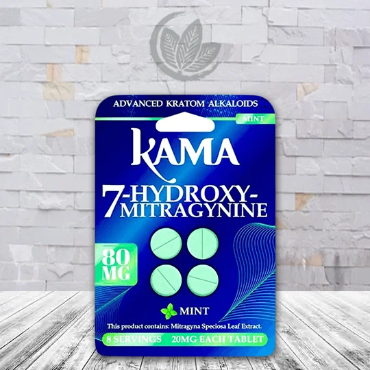 Kama 7-Hydroxy Mitragynine Chewable Tablets 80mg - Mint 4ct Single Blister Pack