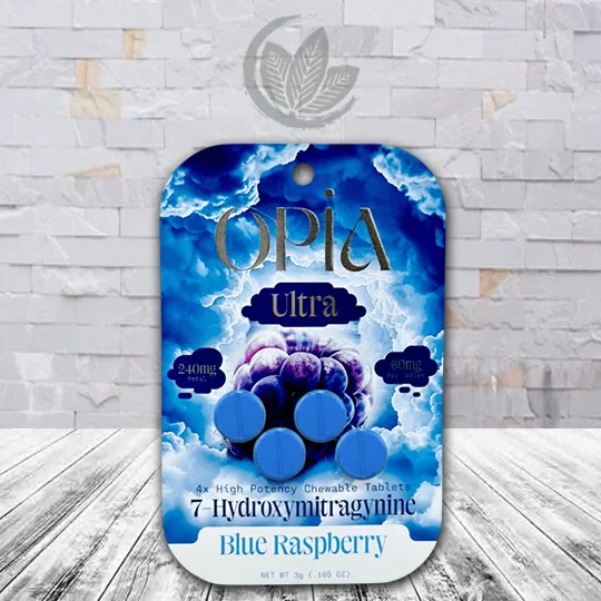 Opia Ultra 7-OH High Potency Chewable Tablets 60mg Per Tablet - Blue Raspberry -- 4ct Single Blister Pack