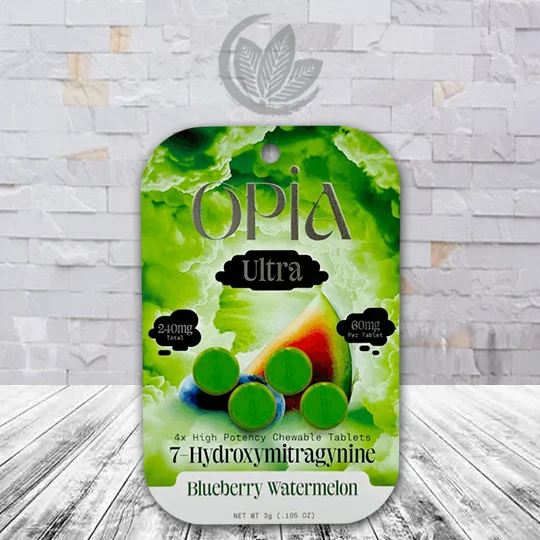 Opia Ultra 7-OH High Potency Chewable Tablets 60mg Per Tablet - Blueberry Watermelon -- 4ct Single Blister Pack