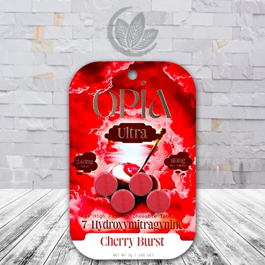 Opia Ultra 7-OH High Potency Chewable Tablets 60mg Per Tablet - Cherry Burst -- 4ct Single Blister Pack