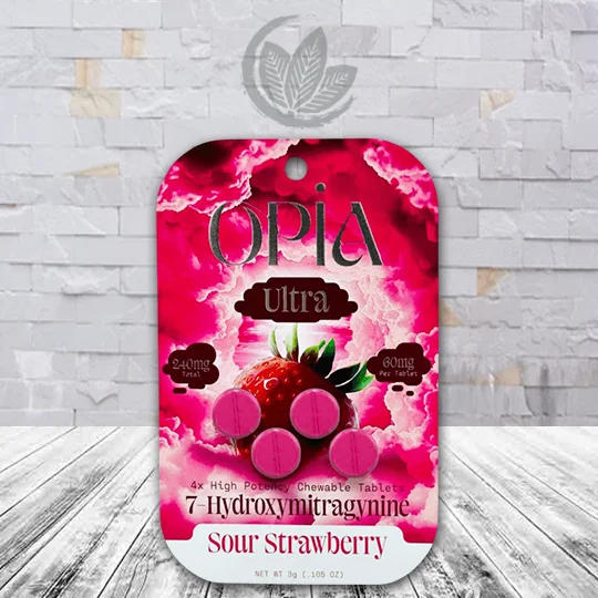 Opia Ultra 7-OH High Potency Chewable Tablets 60mg Per Tablet - Sour Strawberry -- 4ct Single Blister Pack