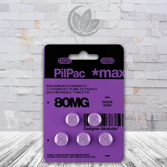PilPac Max Strength 7-Hydroxy Tablets 80mg 5ct - Grape Soda -- 5ct Blister Pack