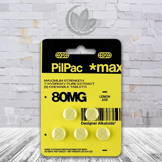 PilPac Max Strength 7-Hydroxy Tablets 80mg 5ct - Lemonade -- Single 5ct Blister Pack