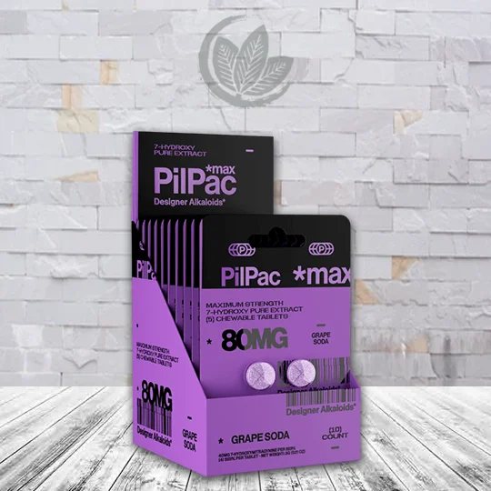 PilPac Max Strength 7-Hydroxy Tablets Bulk Case Deal Grape Soda