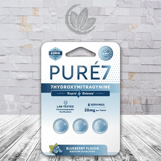 Pure7 7-OH Rapid Release Extra Strength Chewable Tablets 20mg - Blueberry 3ct Single Blister Pack