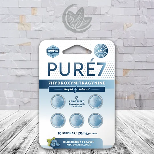 Pure7 7-OH Rapid Release Extra Strength Chewable Tablets 20mg - Blueberry 5ct Single Blister Pack